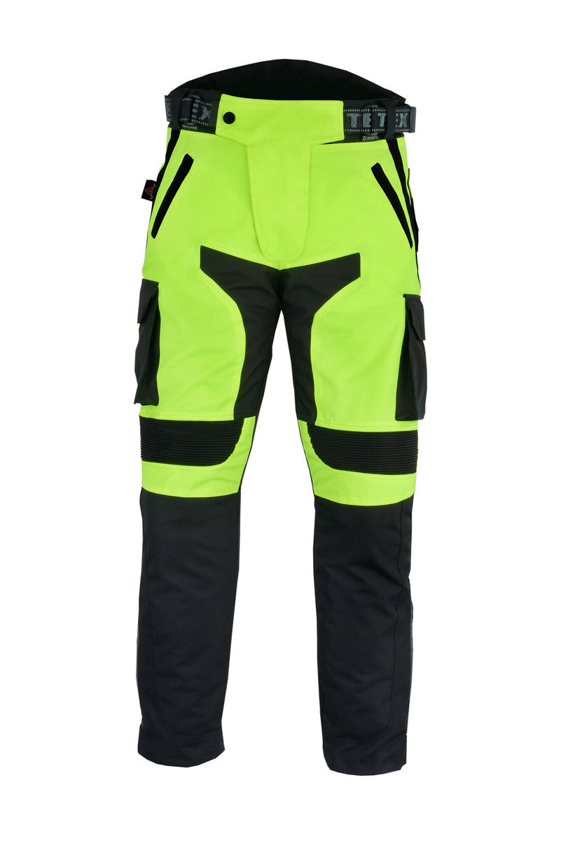 Black/HiVis Waterproof Elasticated Motorcycle Rain Over Trousers All
